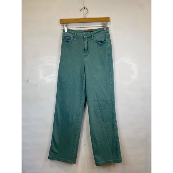 Judy Blue Women's High Waist Sea Green Garment Dyed 90s Straight Leg Jean 3/26 - Picture 3 of 7
